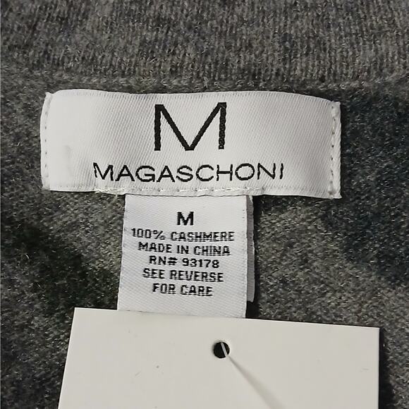 Magaschoni 100% Cashmere Cardigan Women's Medium Gray Green Camo Acubi Sweater - Picture 7 of 10